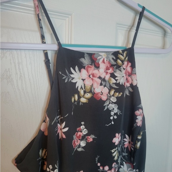 Hollister Lace Up Black Floral Dress - Picture 4 of 8